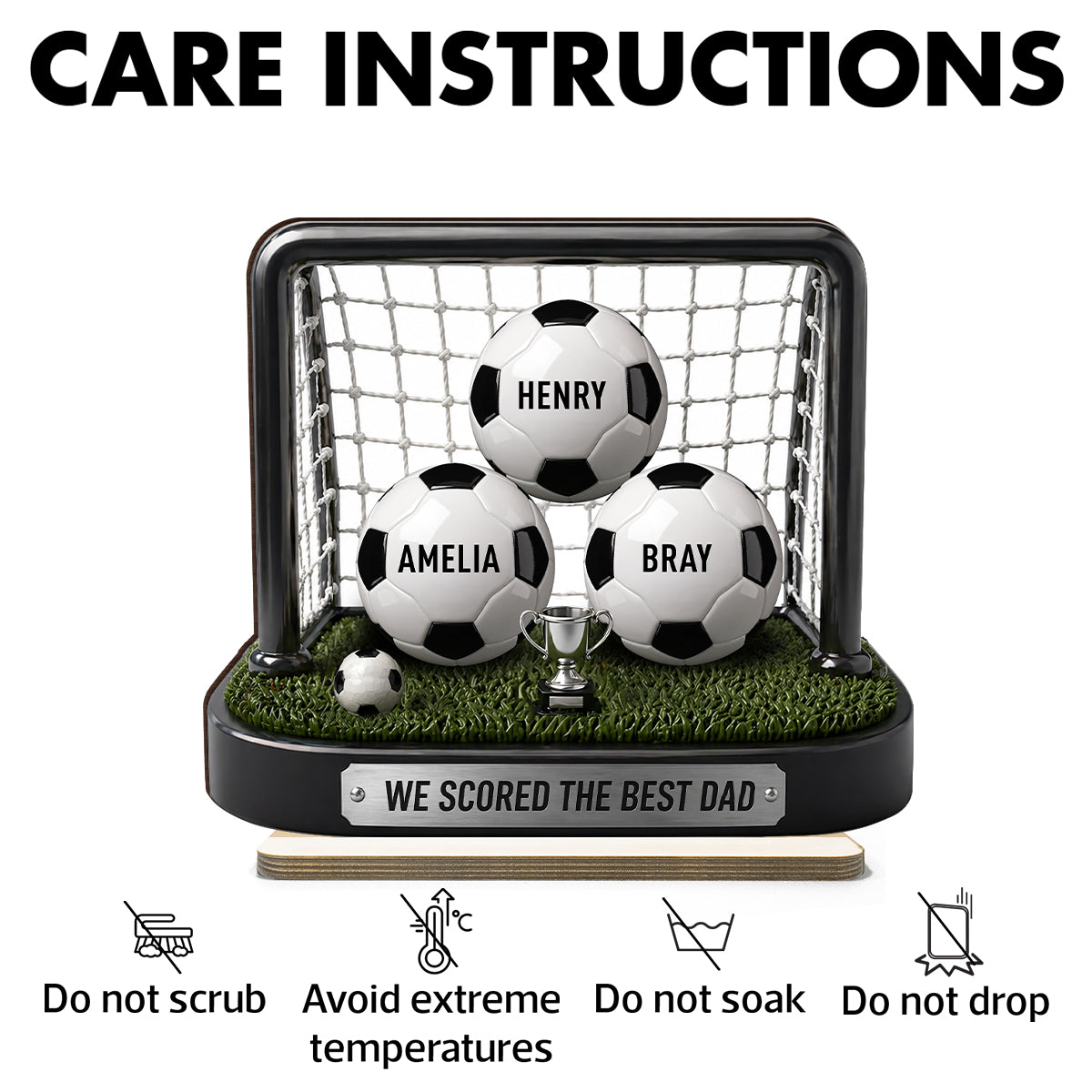 We Scored The Best Dad Soccer Goal - Personalized 2-Layered Wooden Plaque - Heartfelt Gift For Soccer Dad, Gift For Husband