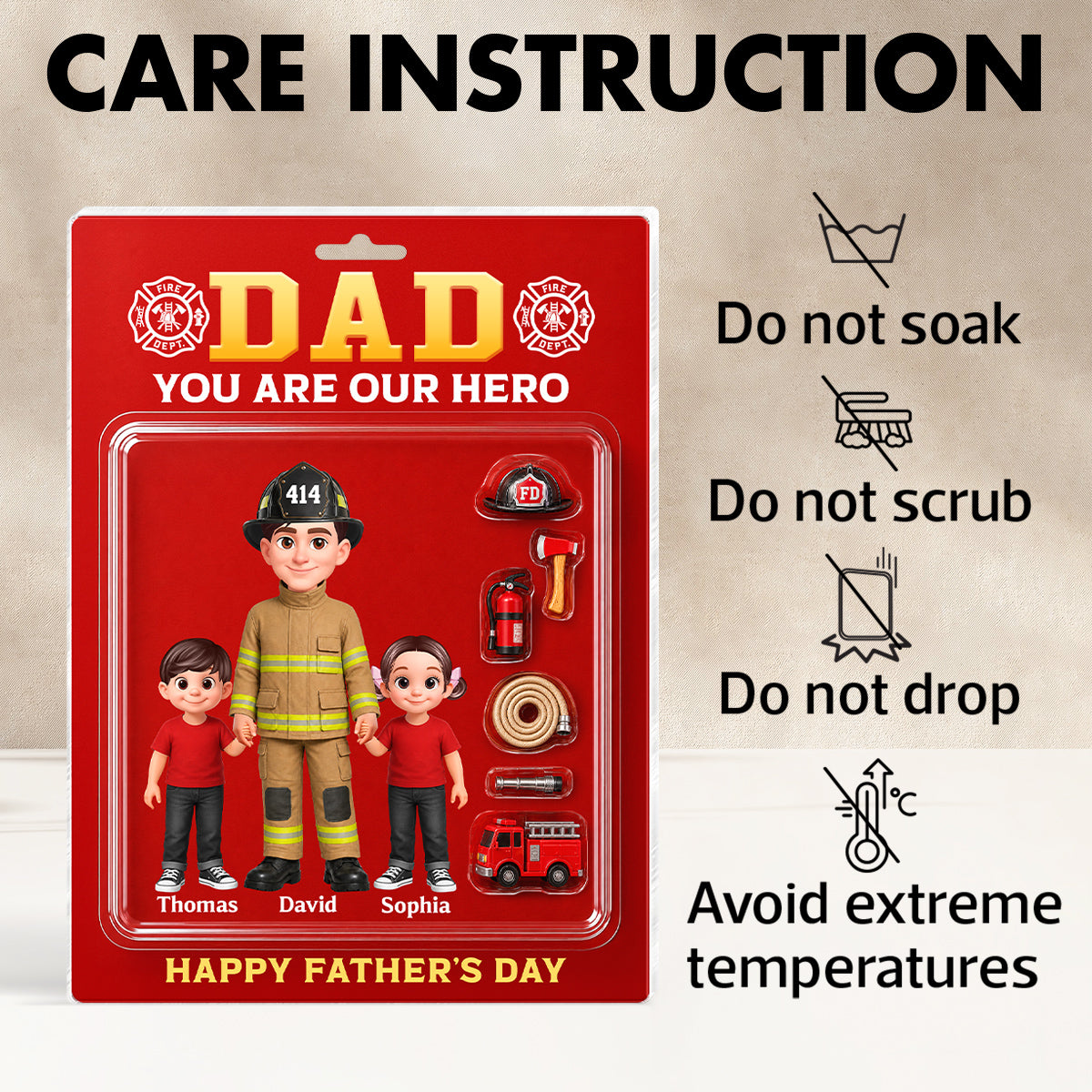 Proud Firefighter Dad You Are Our Hero - Personalized Acrylic Block Plaque - Gift For Dad, Husband