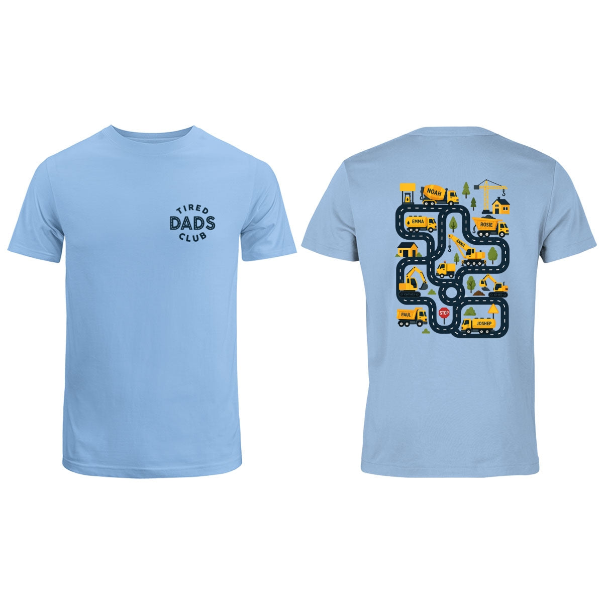 Tired Dads Club Construction Car Track Massage - Personalized Shirt - Funny Father's Day Gift For Dad, Husband