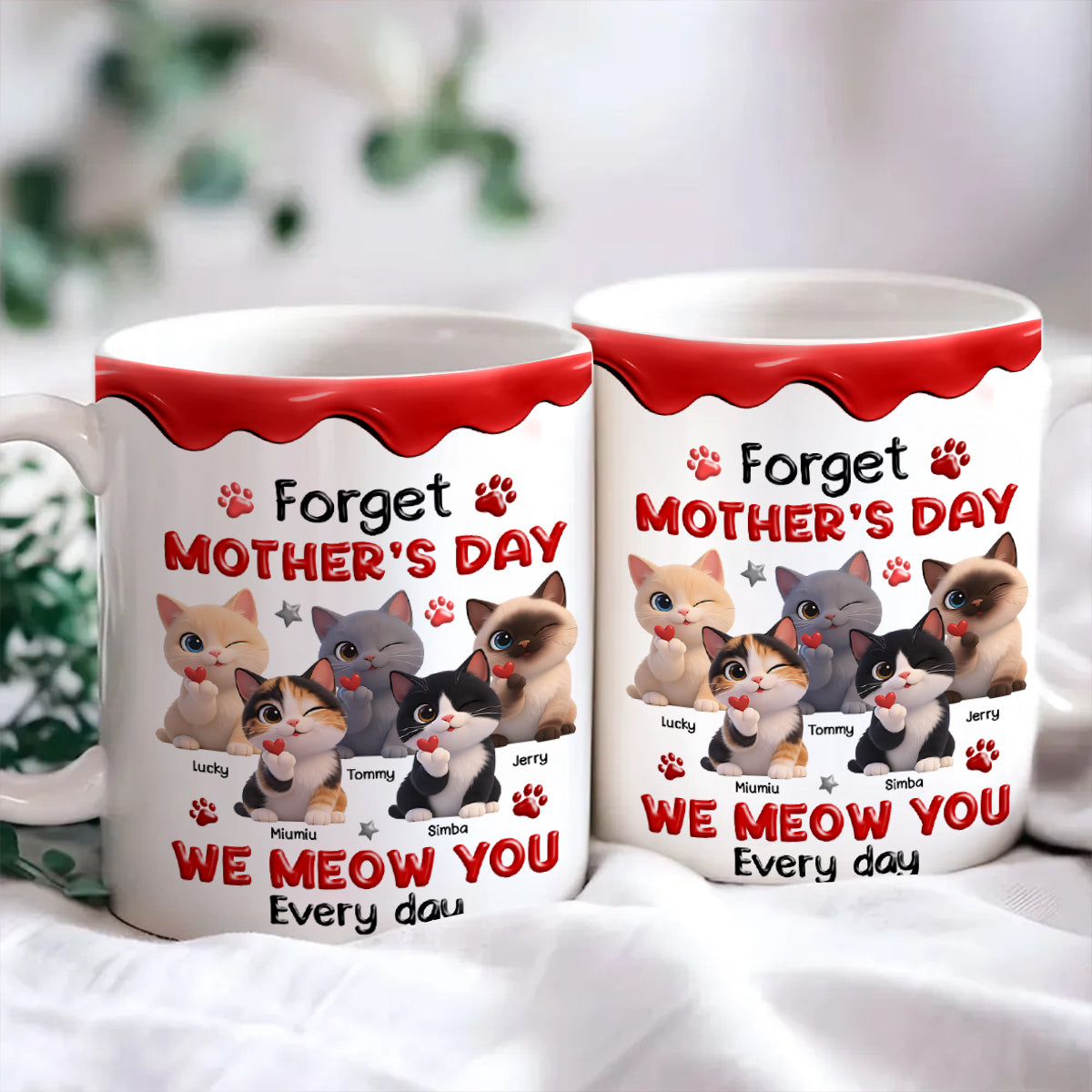 Forget Mother's Day I Meow You Every Day - Personalized Mug - Sentimental Gift for Cat Moms