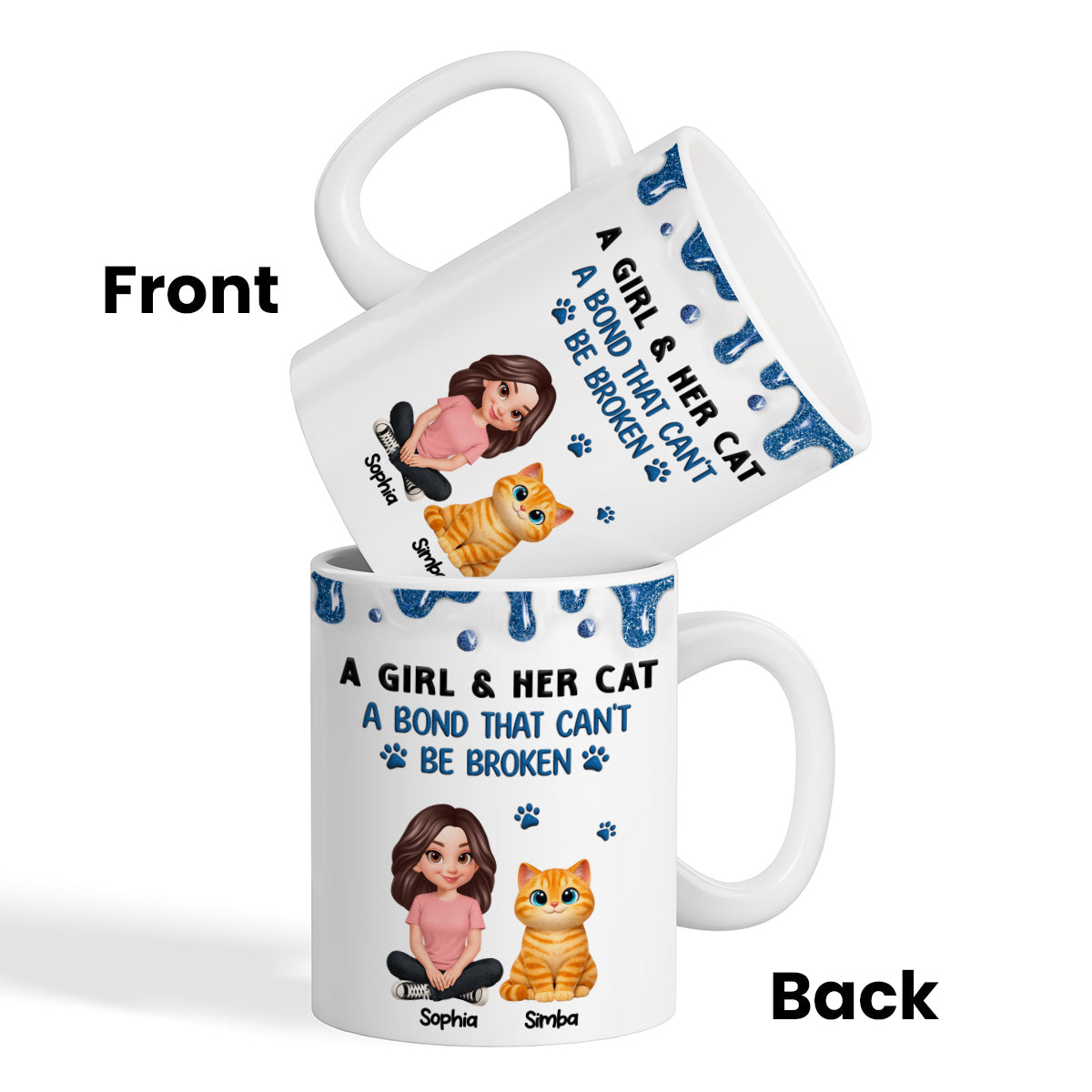 Adorable Cats A Girl And Her Cats - Personalized Mug - Mother's Day Gift For Cat Mom, Cat Lovers