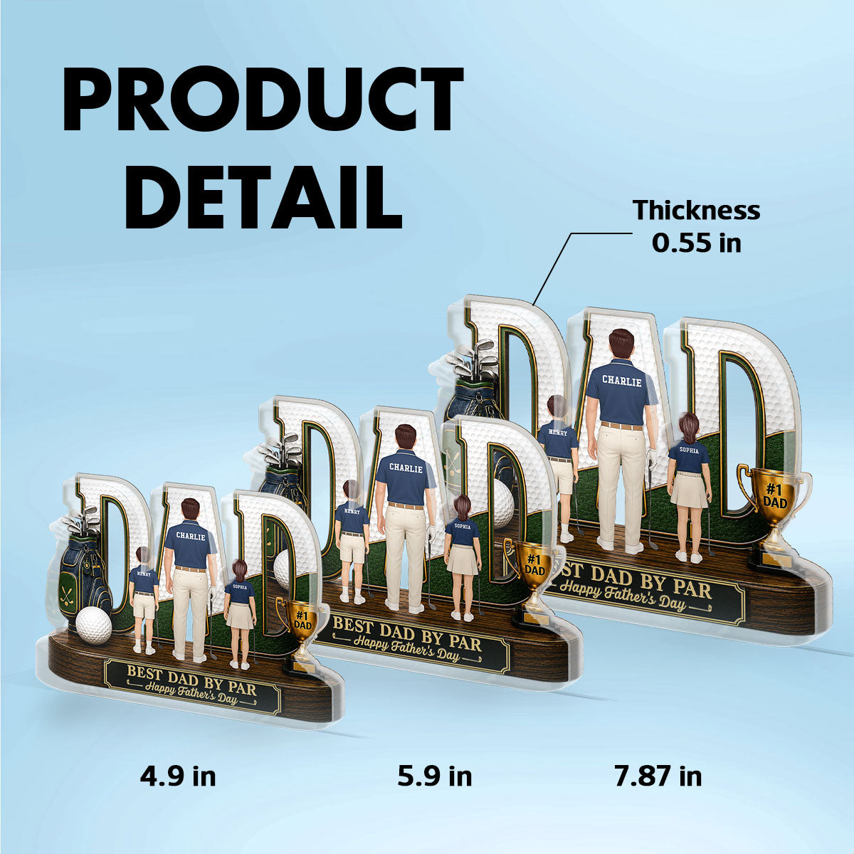 Golf Dad Legend Best Dad By Par - Personalized Acrylic Block Plaque - Unique Trending Gift For Dad