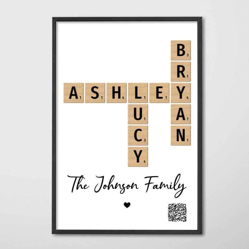 Family Crossword Art - Created In A Moment, Treasured Forever - Personalized Poster