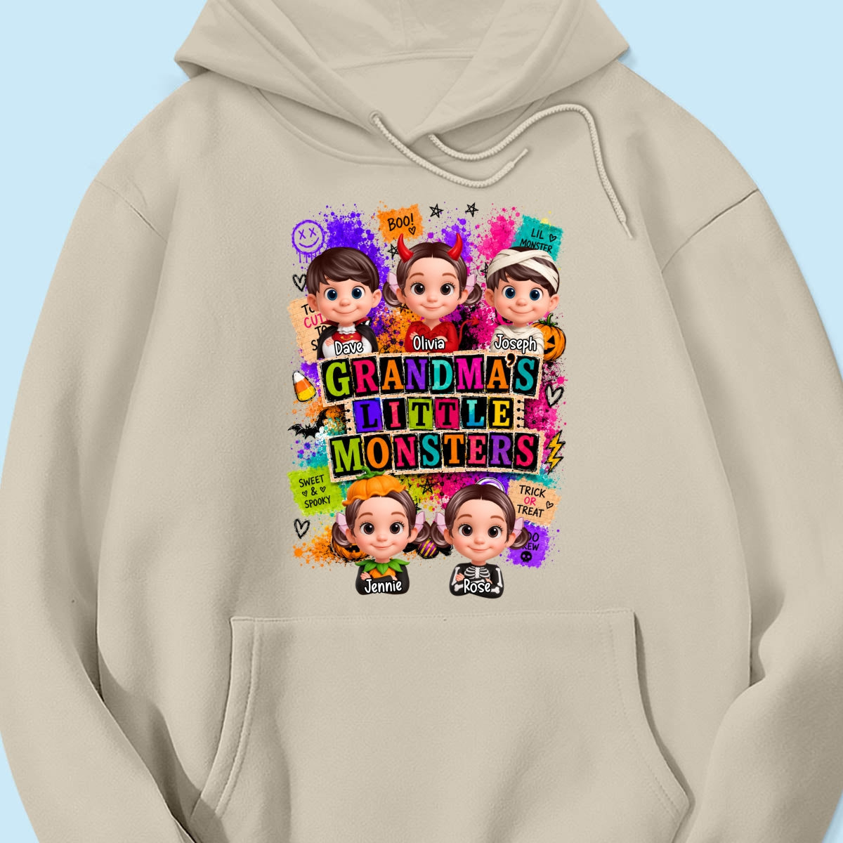 Horror Night Grandkids Grandma Little Monsters - Personalized Shirt - Halloween Gift, Gift For Grandma