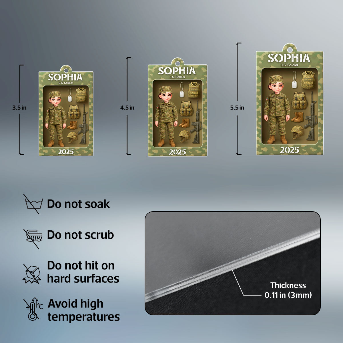 Military Action Figure - Personalized Acrylic Ornament - Special Gift For The Military