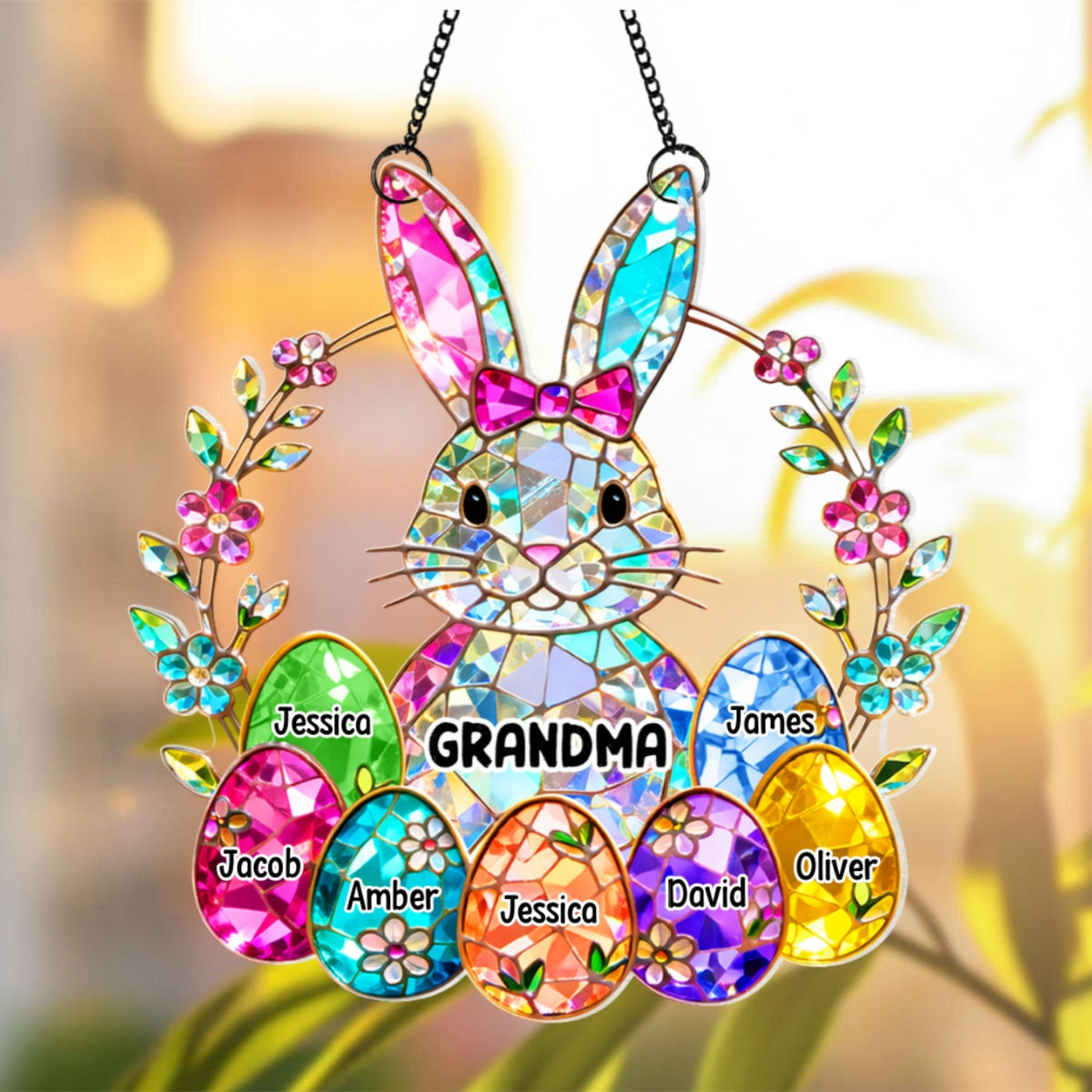 Bunny Grandma Easter Gift - Personalized Acrylic Suncatcher Ornament - Easter Gift, Mother's Day Gift for Grandma, Mom, Wife