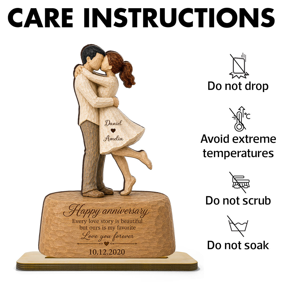 Our Love is Our Favorite - Personalized 2-Layered Wooden Plaque - Couple Heartfelt Anniversary Gift for Her, for Him