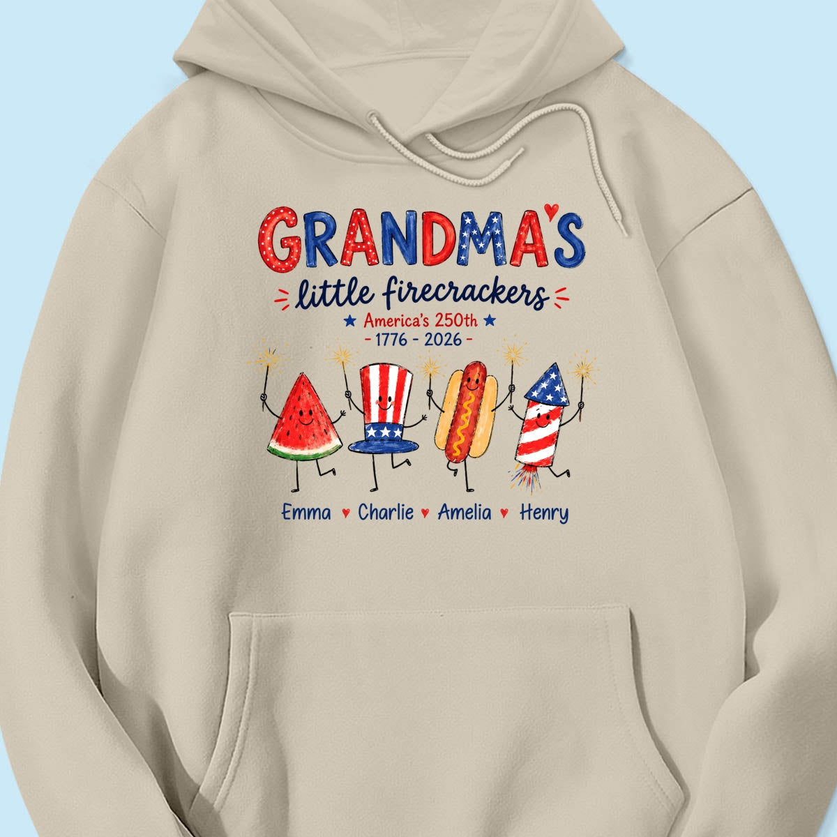 Grandma's Little Firecrackers - Personalized Shirt - 250th Anniversary Patriotic Shirt for Grandma
