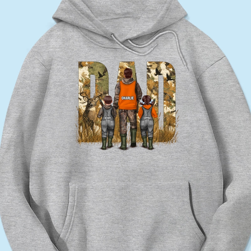 Hunting Dad & Children - Personalized Shirt - Outdoor Father's Day Gift for Dad, Husband