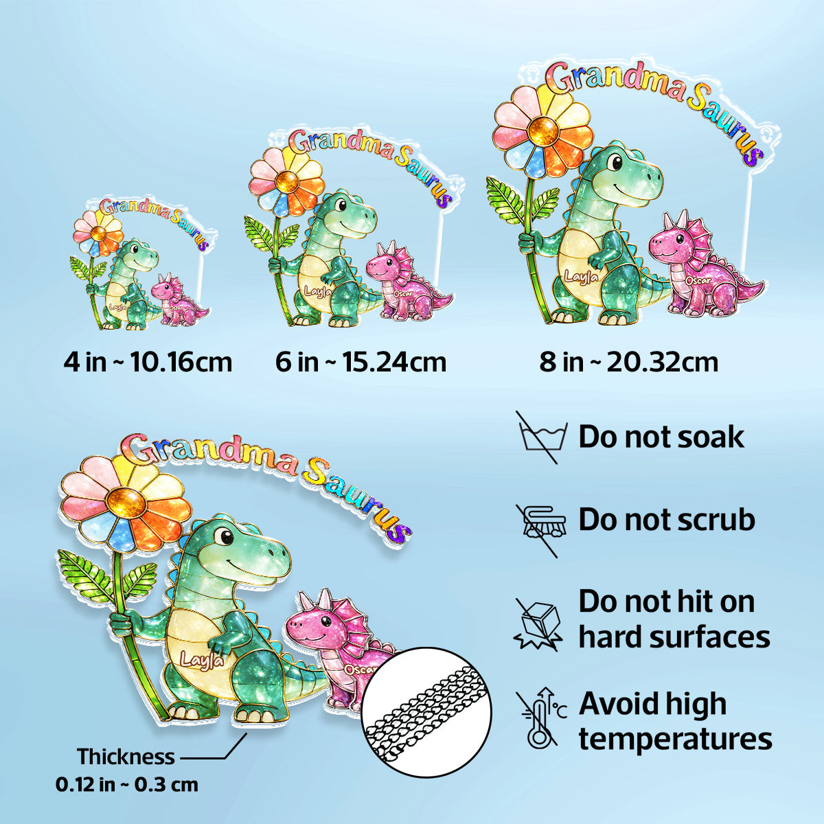 Dinosaur Mamasaurus Grandmasaurus - Personalized Suncatcher - Mother's Day Gift for Mom, Grandma, Wife