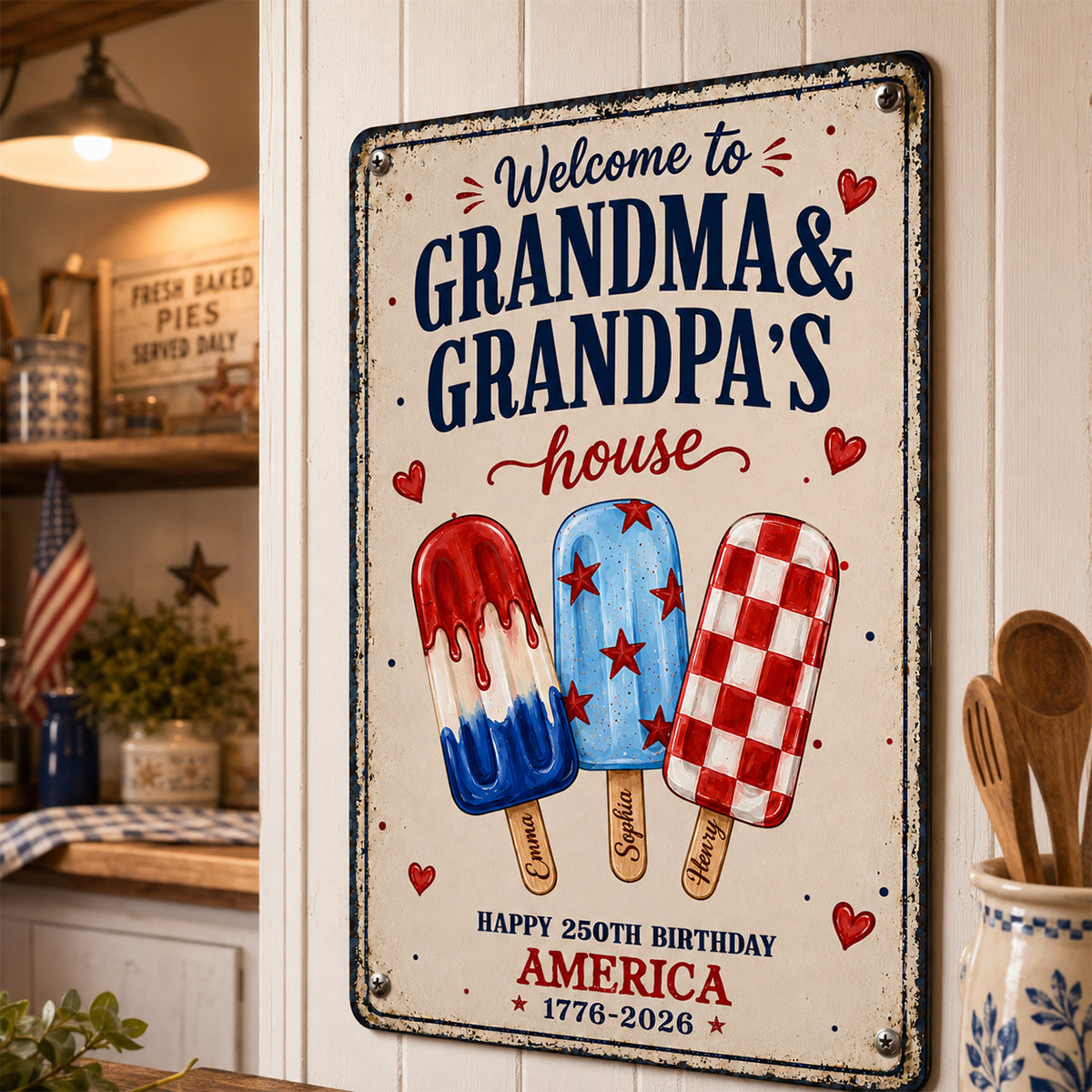 Welcome to Grandma Grandpa's House, 250th Anniversary - Personalized Metal Sign - Summer Decor