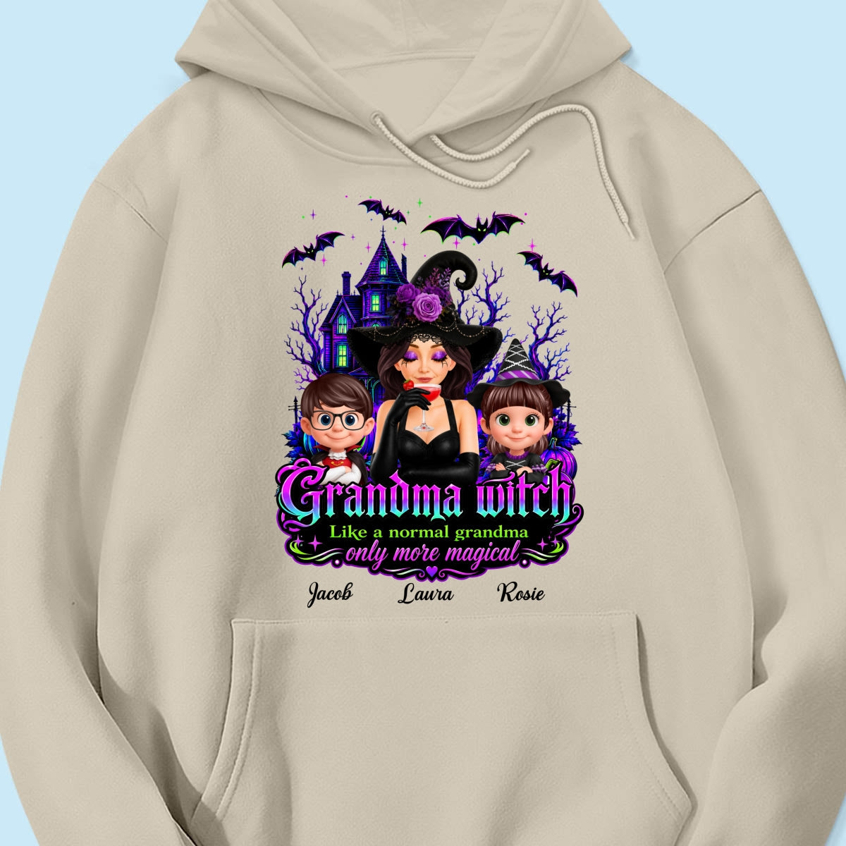 Grandma Mom Witch More Magical - Personalized Shirt - Halloween Spooky Scene, Gift for Grandma