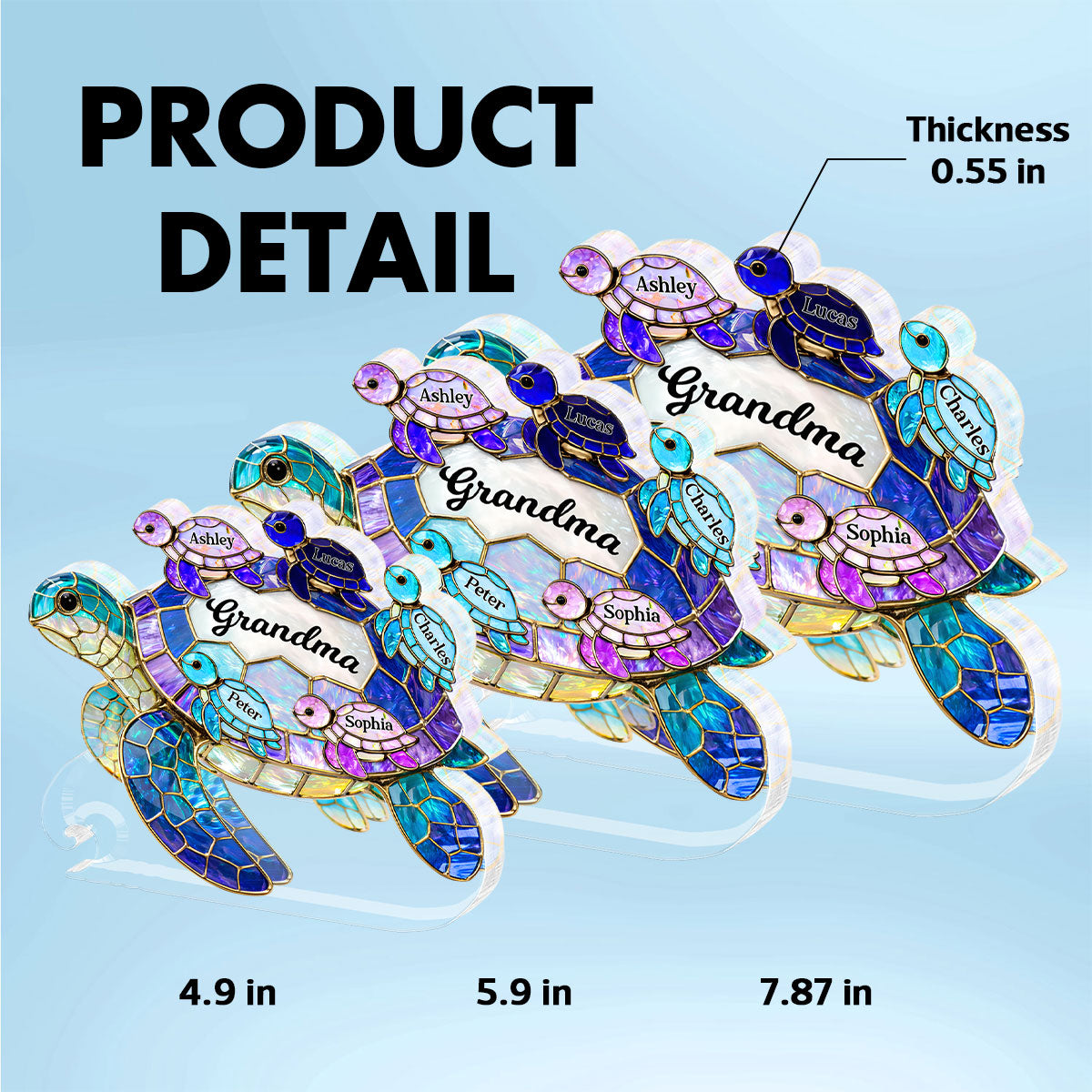 Mom Grandma Sea Turtle - Personalized Acrylic Block Plaque - Mother's Day Gift for Her
