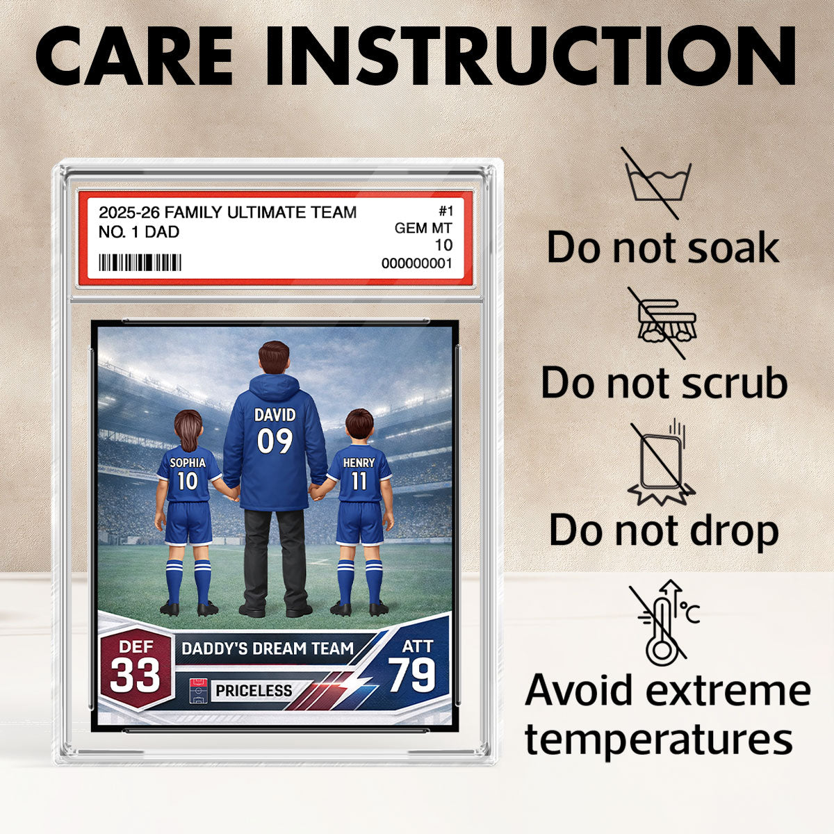Our Match Of A Lifetime Trading Card - Personalised Acrylic Block Plaque - UK Gift For Football Dad