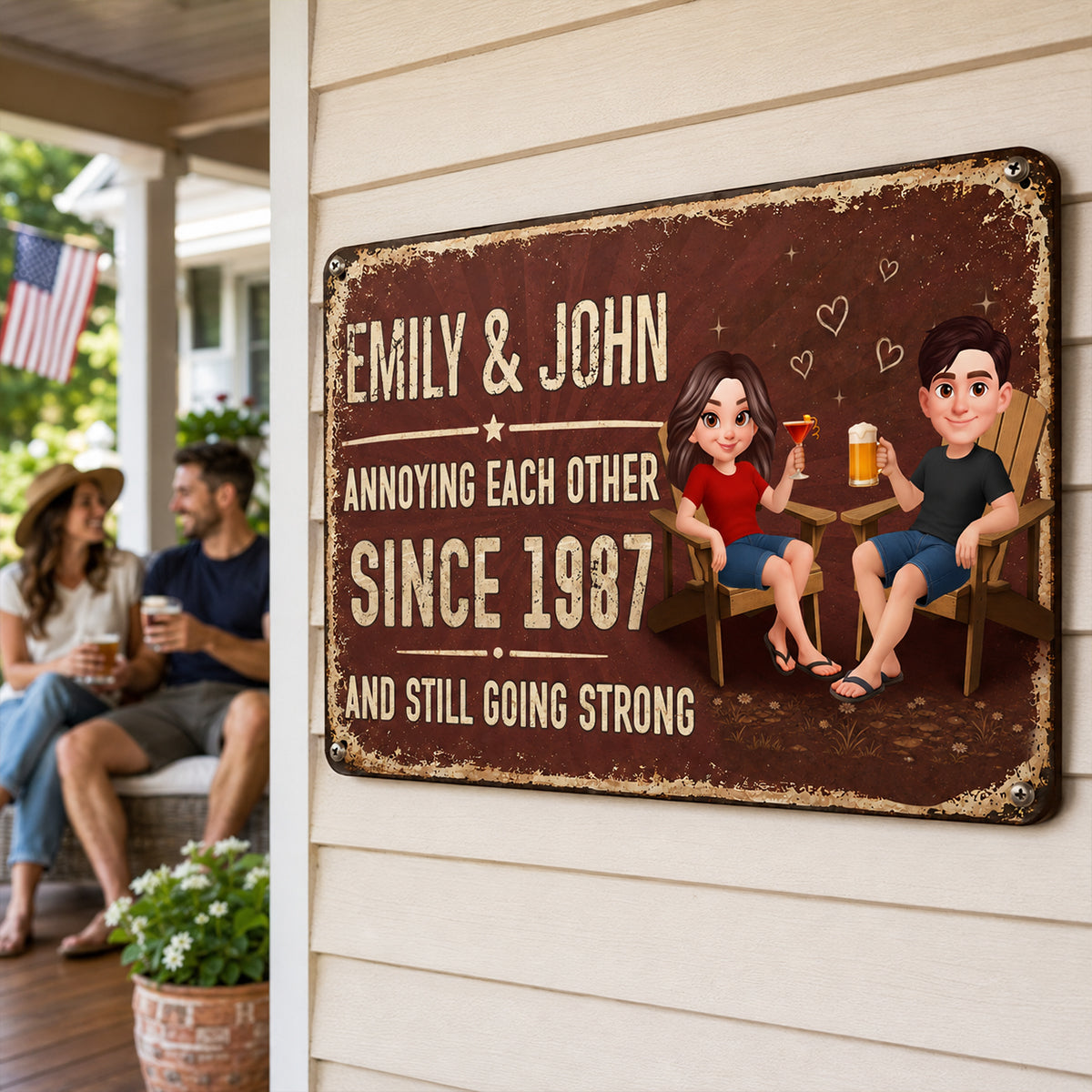 Couple Annoying Each Other - Personalized Metal Sign - Funny Couple Gift, Anniversary Gift for Him, for Her
