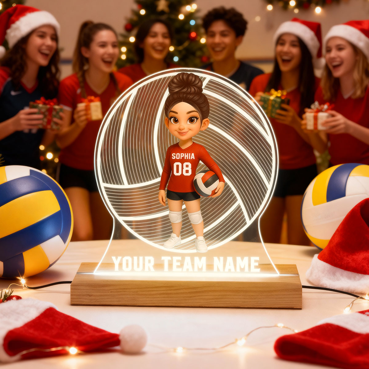 Volleyball 3D Illusion With Name - Personalize LED Night Light - Gift For Granddaughter, Daughter, Volleyball Lover