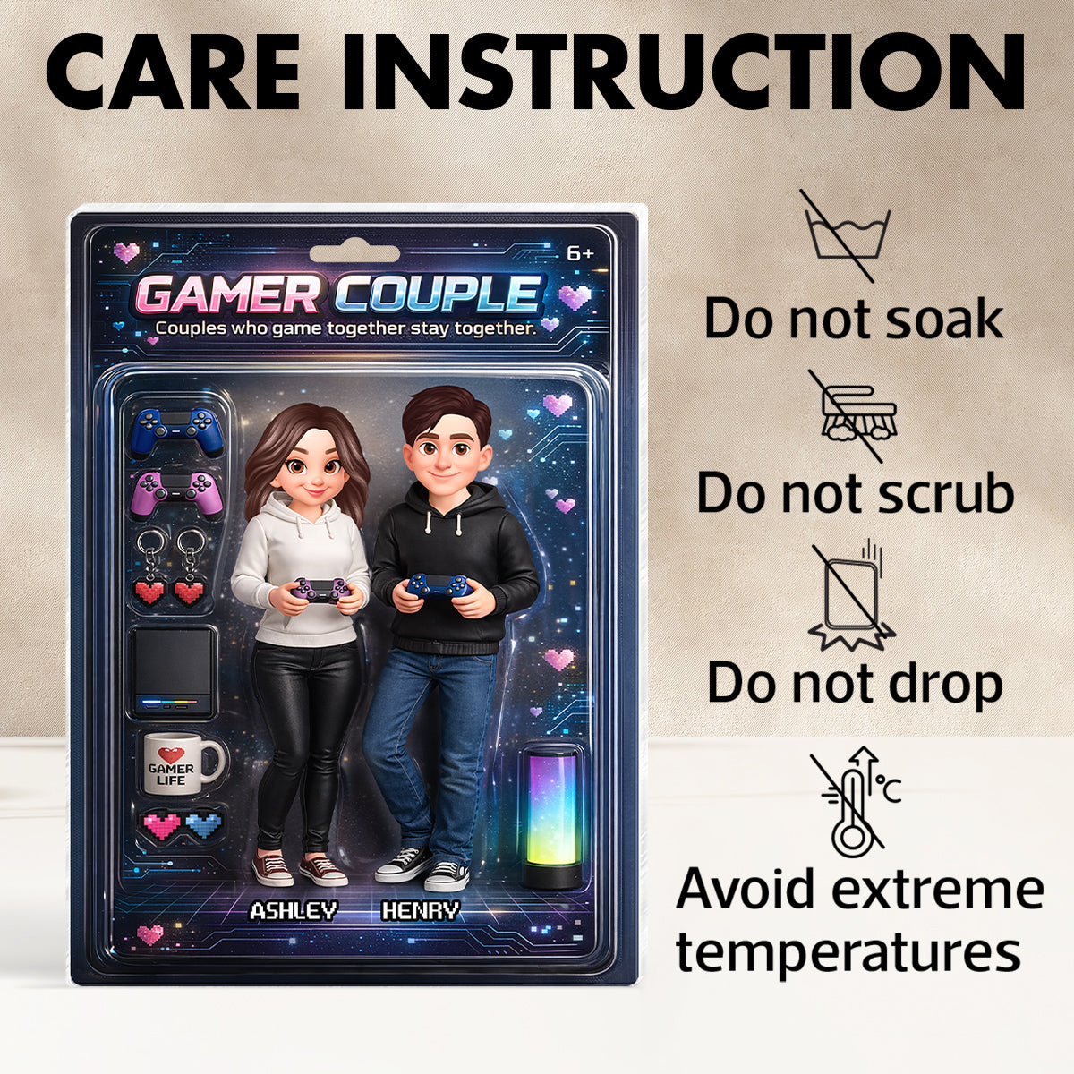 Couples That Game Together Stay Together Custom Action Figure - Personalized Acrylic Block Plaque - Unique Gift for him, for her