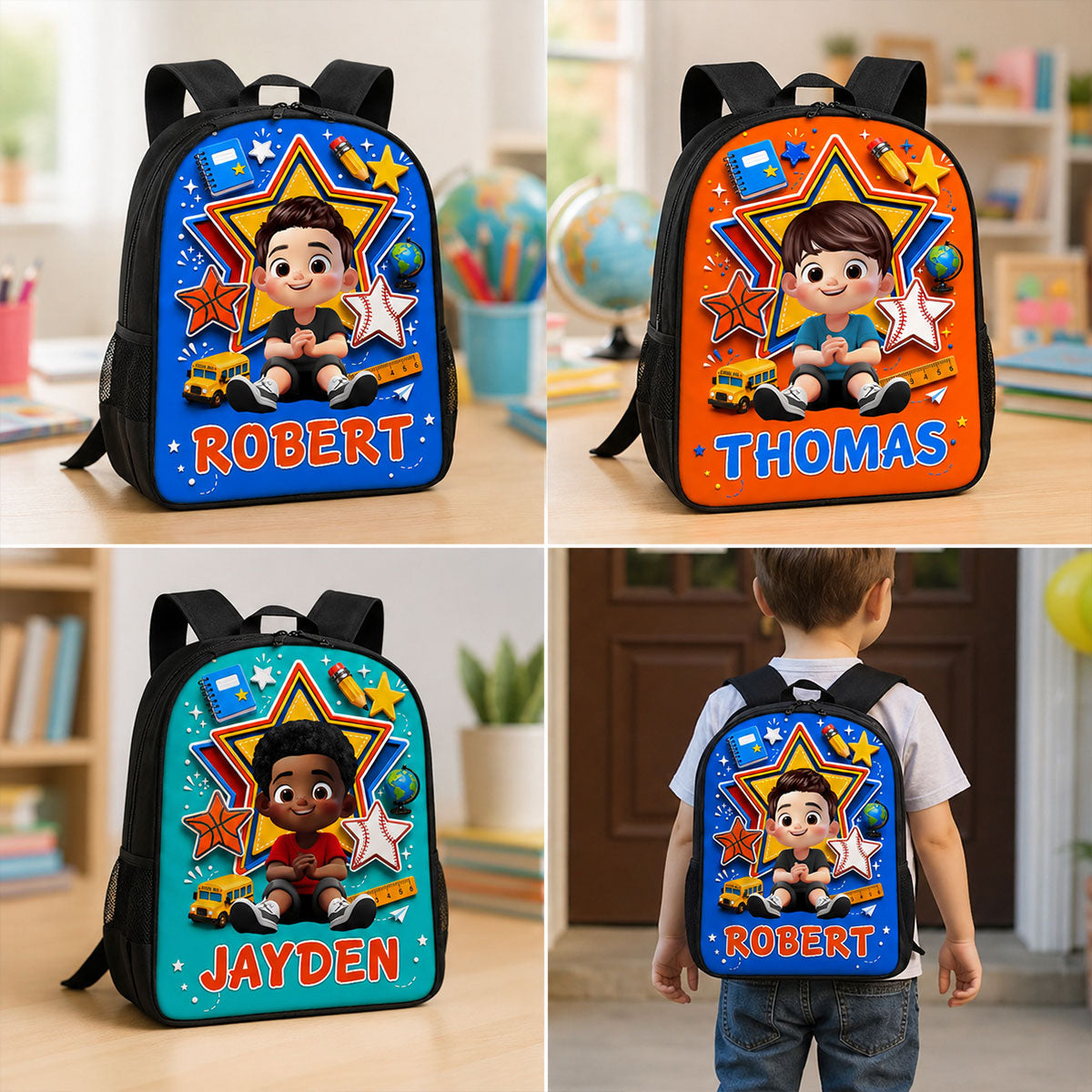 Cute Little Boy Custom Grade - Personalized Backpack - Back To School Gift For Kids, Sons, Grandson