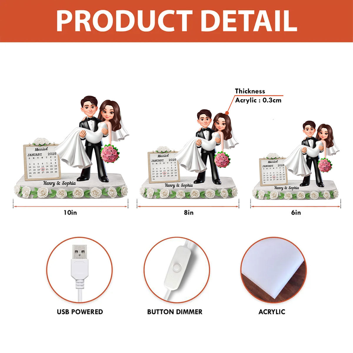 Wedding Anniversary - Personalized Light Box - Gift for Couple