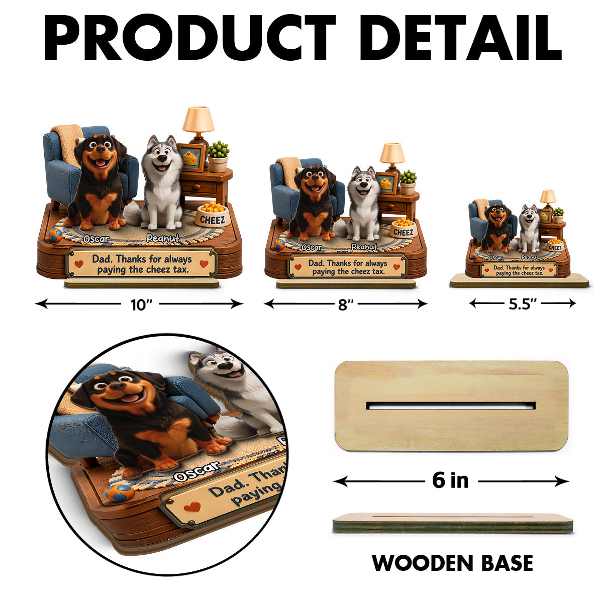 Cheese Tax Dog Dad - Personalized 2-Layered Wooden Plaque - Gift for Dog Dad