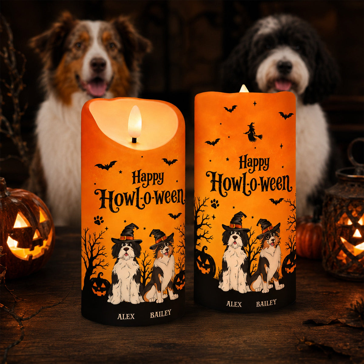 Dog Mom Happy Howloween - Personalized LED Candle - Pawfect Halloween Decor for Dog Lover
