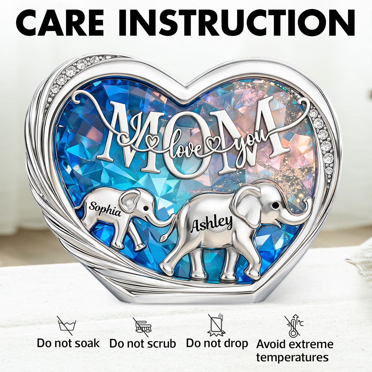Mom We Love You Elephant Following - Personalized Acrylic Block Plaque - Heartfelt Mother's Day Gift for Mom