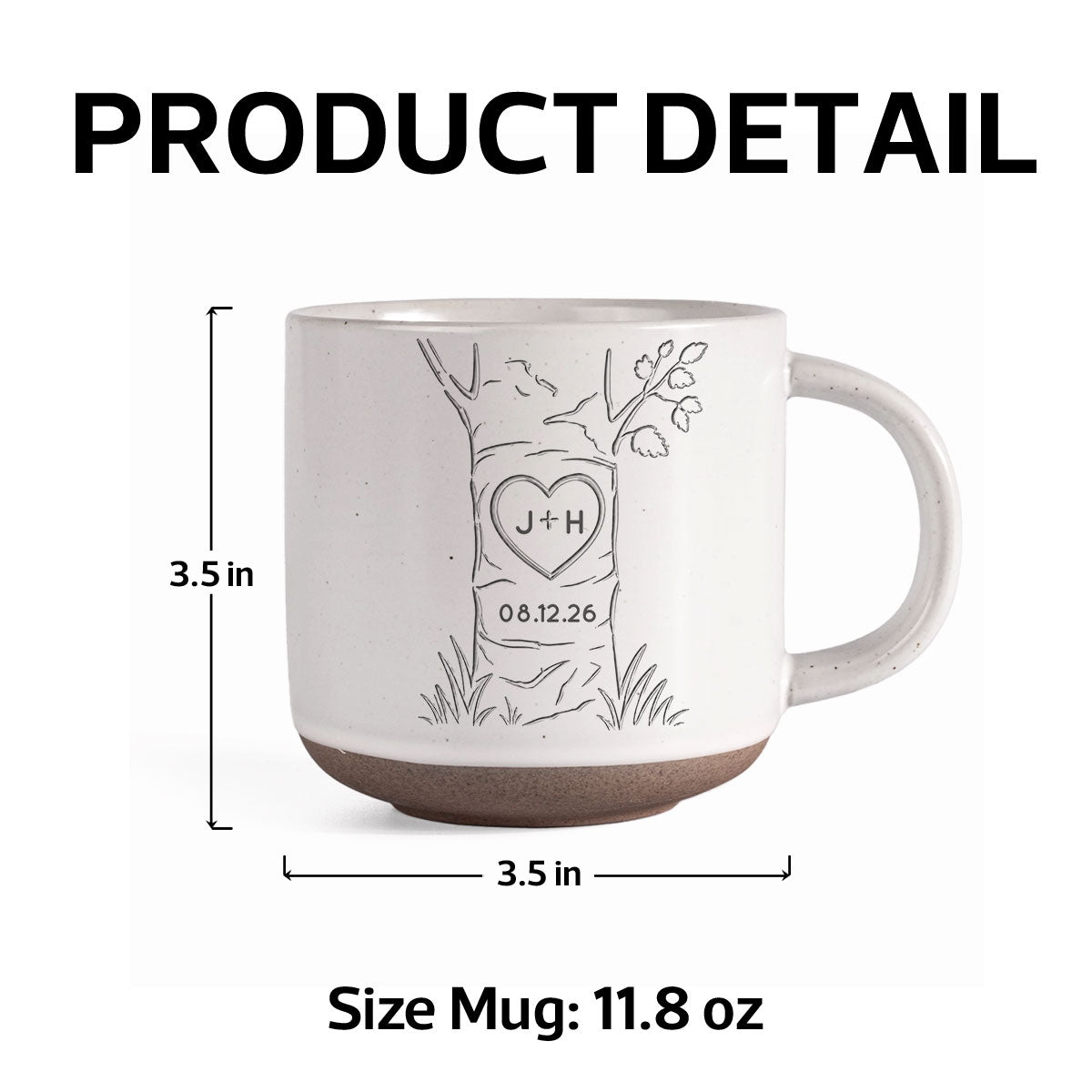 Carved in Love - Personalized Pottery Mug - Anniversary, Engagement Gift For Couple