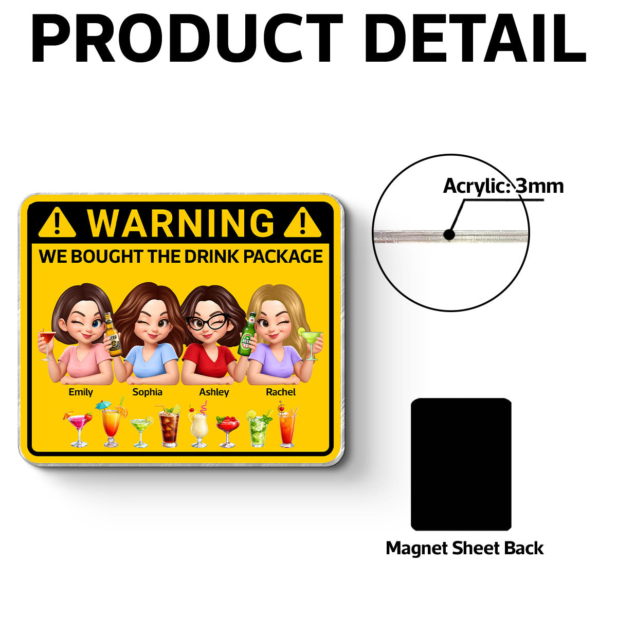 Friends Girls Trip Warning Caution We Bought The Drink Package - Personalized Cruise Ship Door Magnet - Cruise Decorations Magnet, Summer Drink Package Cruise Magnet