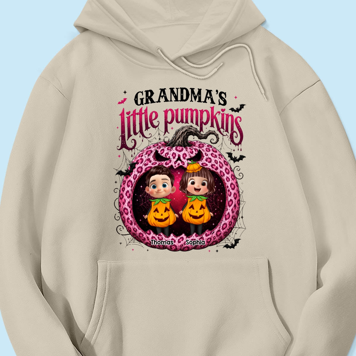 Grandma's Little Pumpkins Jack O Lantern - Personalized Shirt - Trendy Halloween Tee for Grandma