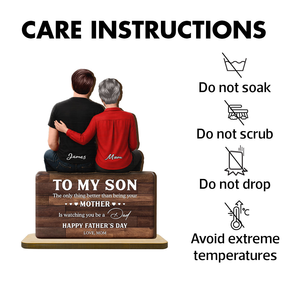 To My Son Happy 2D Flat - Personalized Wooden Plaque - Heartfelt Gift For Son