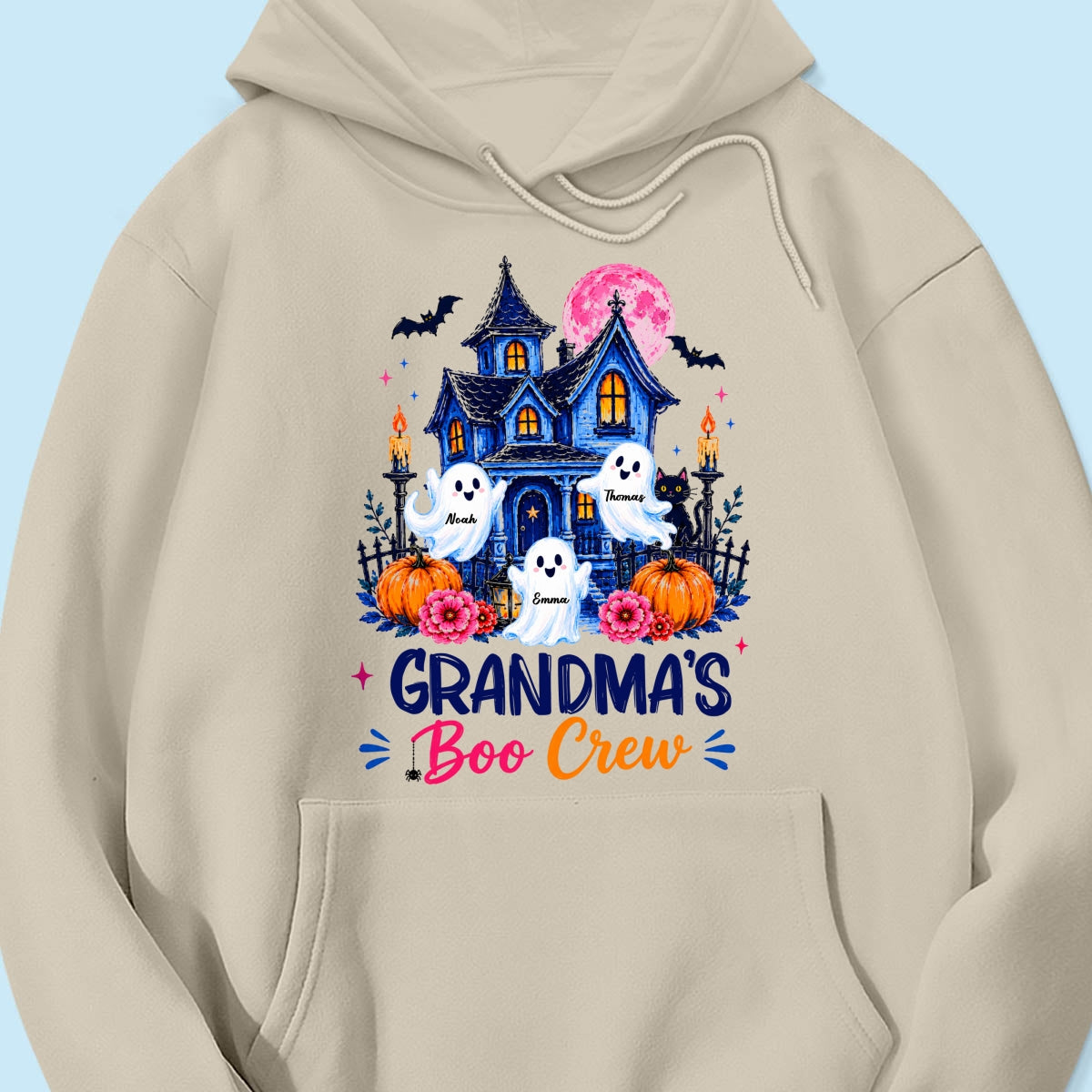 Grandma's Boo Crew Trendy Haunted House - Personalized Shirt - Halloween Shirt for Grandma