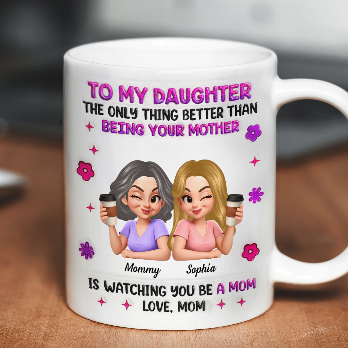 Watching You Be A Mom Mother Daughter - Personalized Mug - Heartfelt Mother's Day Gift for Daughter