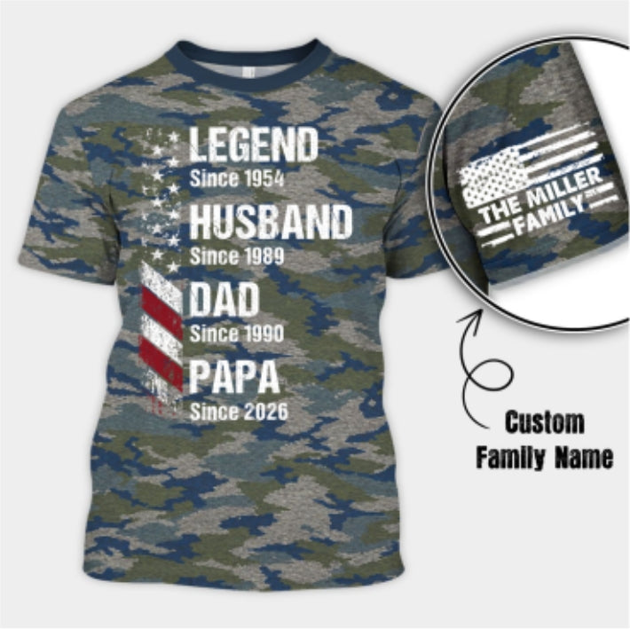 Legend Husband Dad Grandpa Camo Pattern - Personalized Shirt - Father's Day Gift For Husband, Dad, Grandpa
