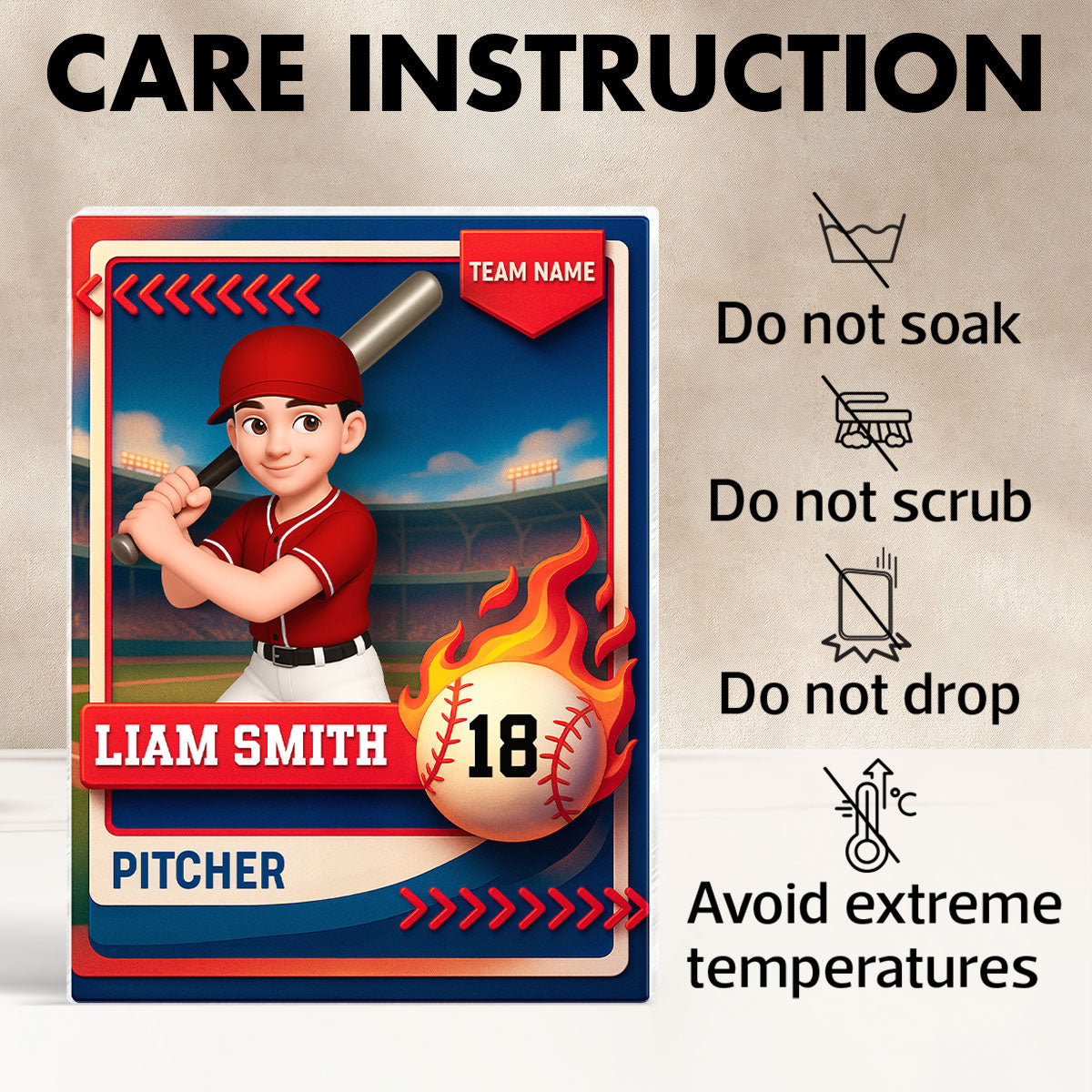 Baseball Trading Card - Personalized Acrylic Block Plaque - Christmas Gift for Son, Daughter, Grandkid