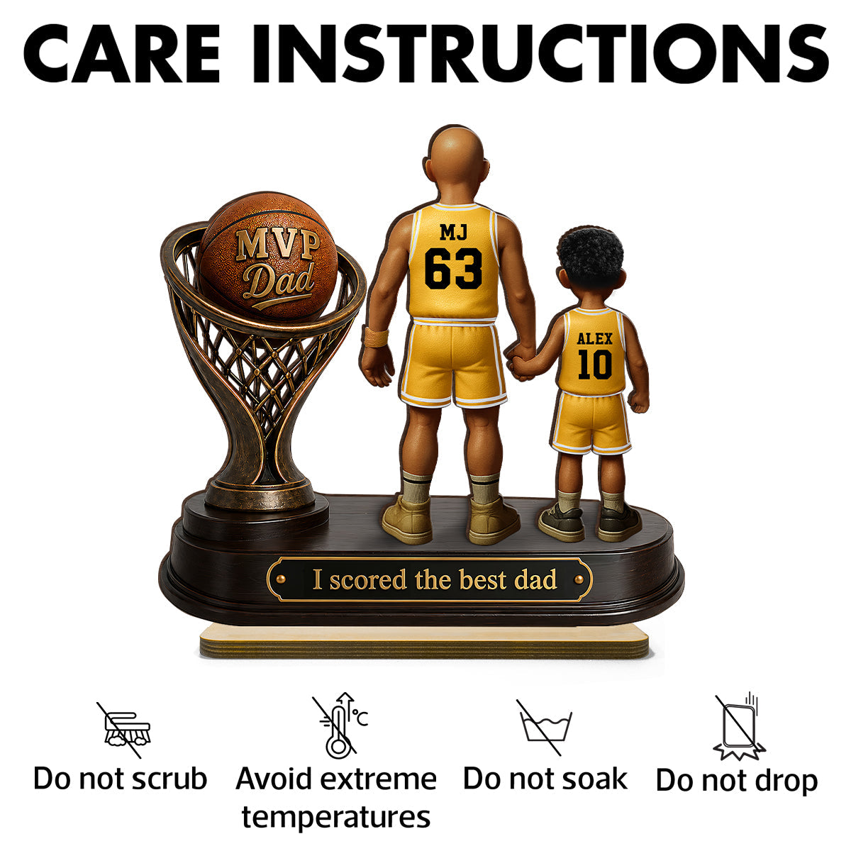 We Scored the Best Dad Basketball Trophy - Personalized 2-Layered Wooden Plaque - Gift for Dad, Husband