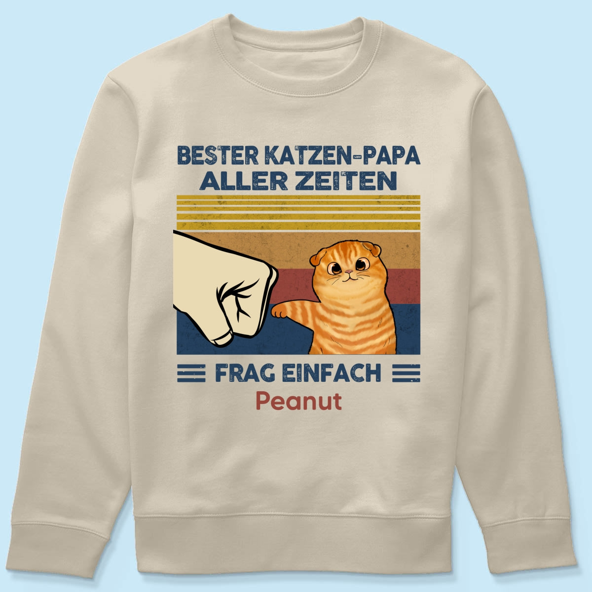 Perfektes Geschenk für Katzenväter – Personalisiertes T-Shirt mit Katzen-Faustgruß