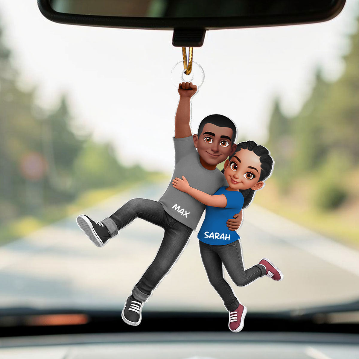 Flying Couple - Personalized Car Hanger - Gift for Couple, for Him, for Her