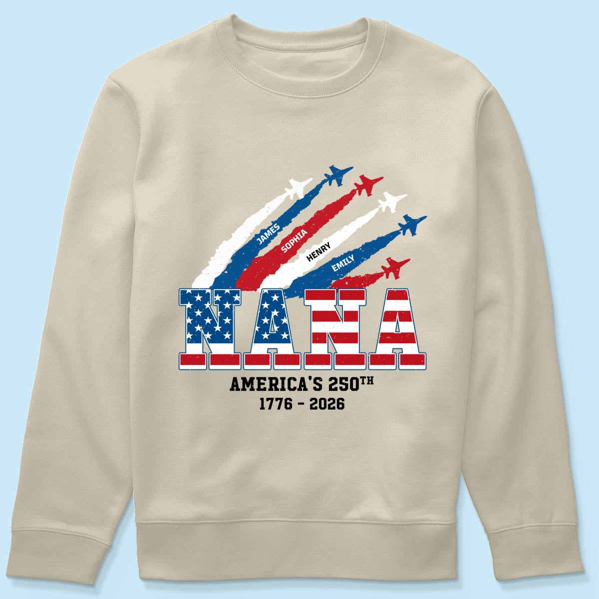 Proud Mom Grandma Nation Flag American 250th Anniversary Light Color - Personalized Shirt - Gift For Mom, Grandma