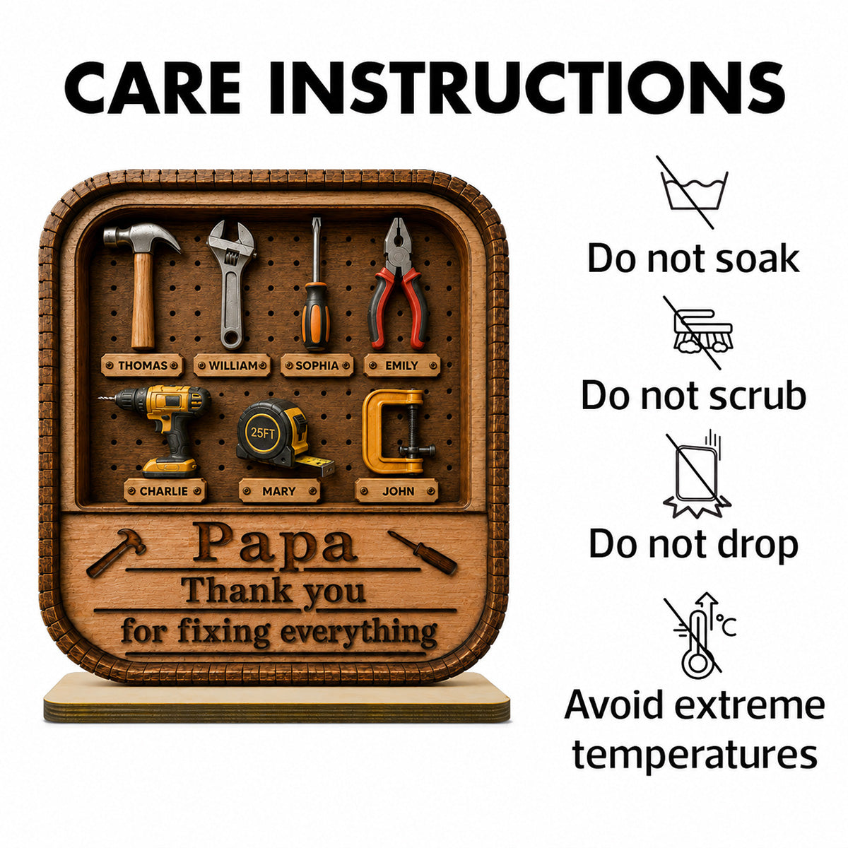 Dad Grandpa Tool Box - Personalized 2-Layered Wooden Plaque - Gift For Dad, Husband