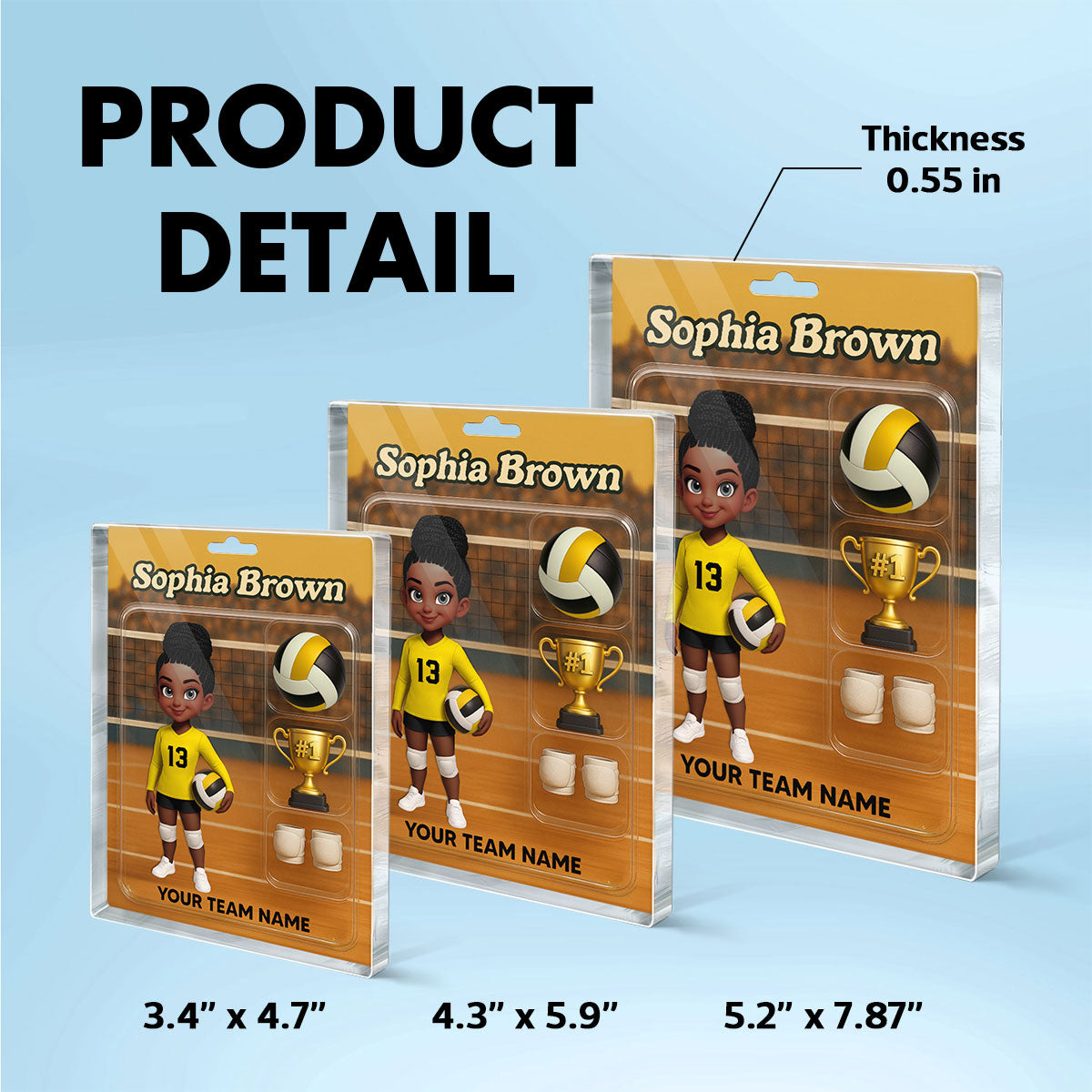 3D Effect Volleyball Player Custom Figure Style - Personalized Acrylic Block Plaque - Christmas Gift For Volleyball Players