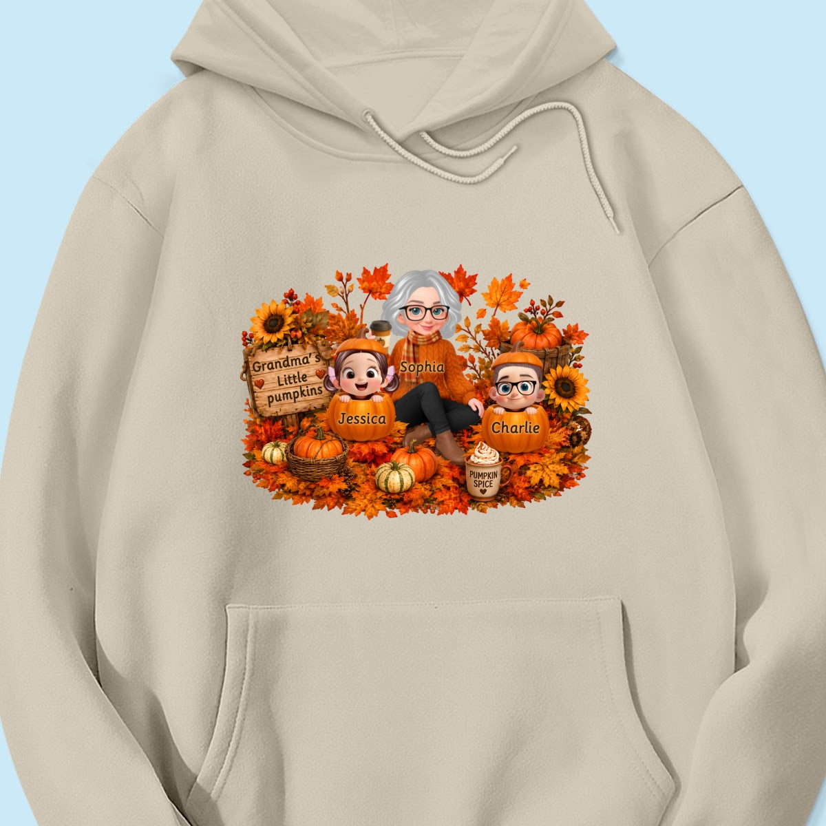 Grandma's Little Pumpkins Grandkids Fall - Personalized Shirt - Fall Season Gift, Gift For Grandma
