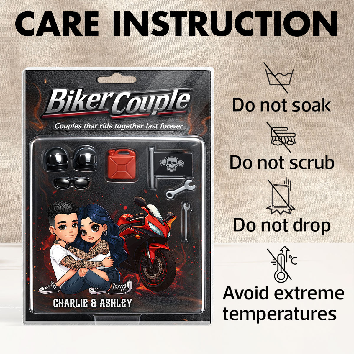 Couples That Ride Together Last Forever, Custom Action Figure Biker Couple - Personalized Acrylic Block Plaque