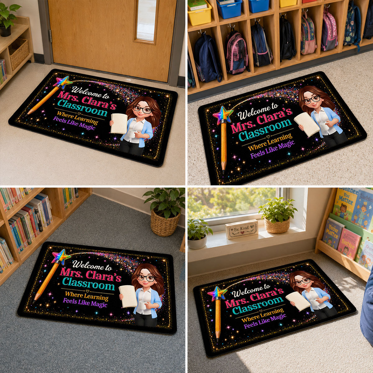 Teacher Classroom Where Learning Feels Like Magic - Personalized Doormat - Back To School Gift