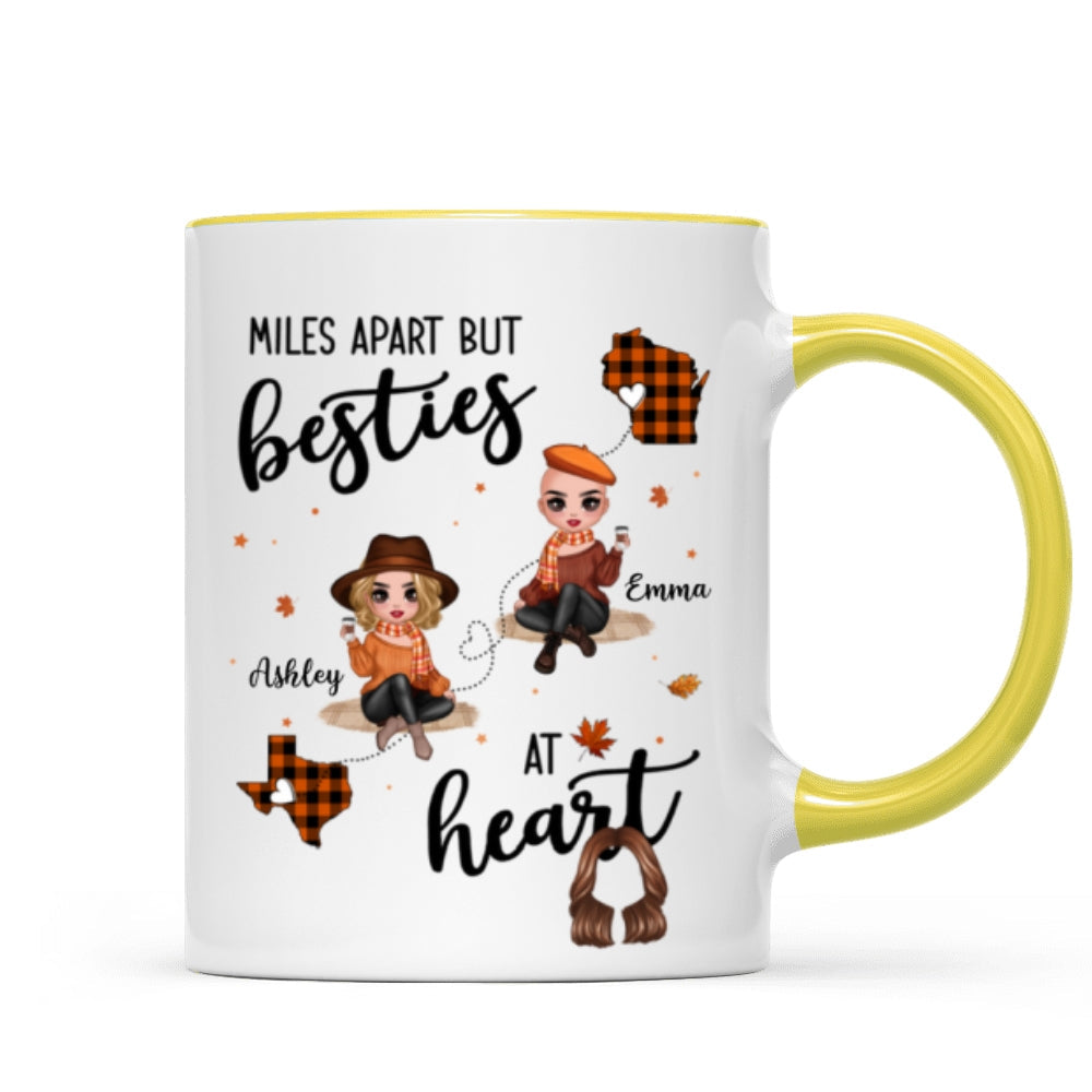 Fall Season Plaid Long Distance Doll Besties Personalized Mug