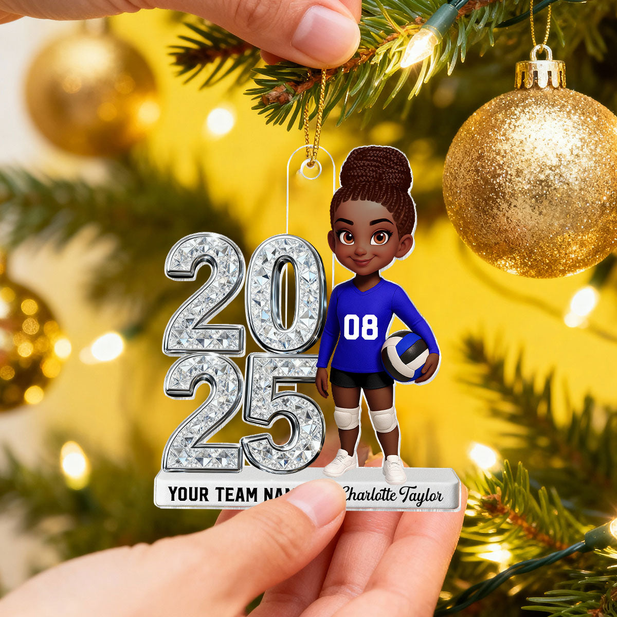 3D Shiny Effect Sport Player With Year - Personalized Acrylic Ornament - Gift For Daughter, Granddaughter, Son, Grandson