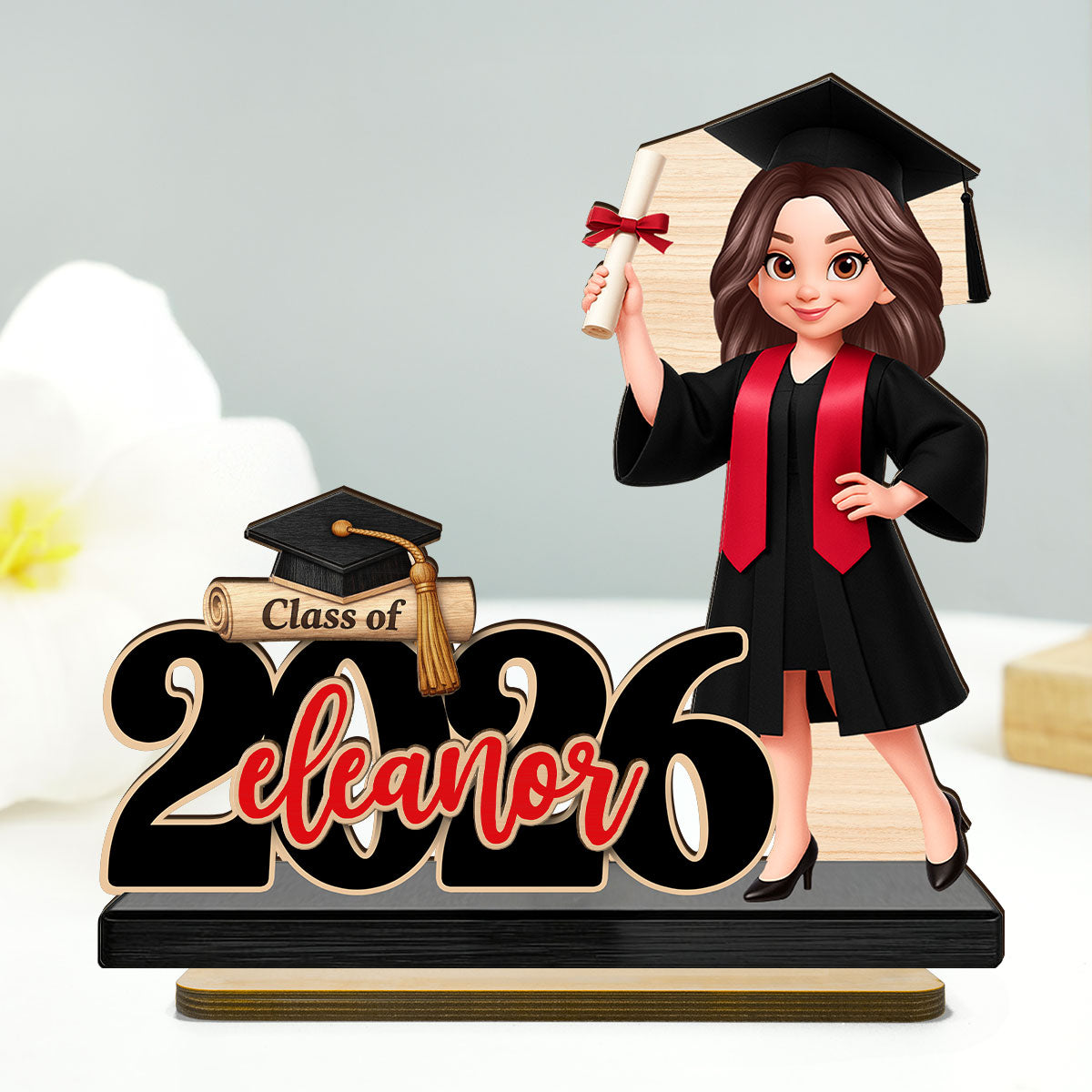 Class Of 2026 2027 Senior With Name 2D Flat - Personalized 2-Layered Wooden Plaque - Graduation Gift For Graduates, Daughter, Son