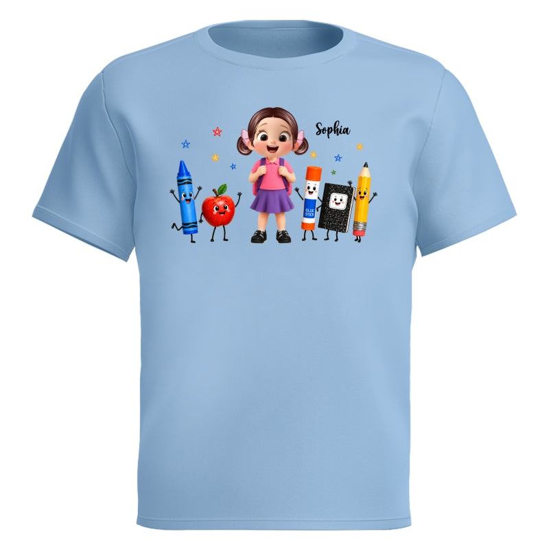 Cute Kid Funny School Supplies Friends - Personalized Shirt - Back To School Gift For Kids
