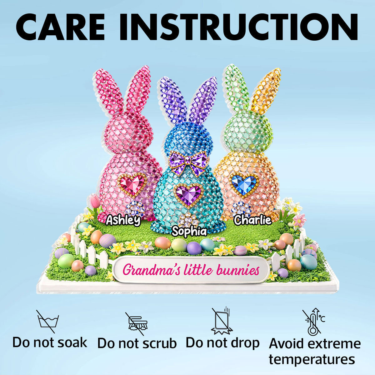 Grandma's Little Bunnies Easter - Personalized Acrylic Block Plaque - Sentimental Gift for Grandma