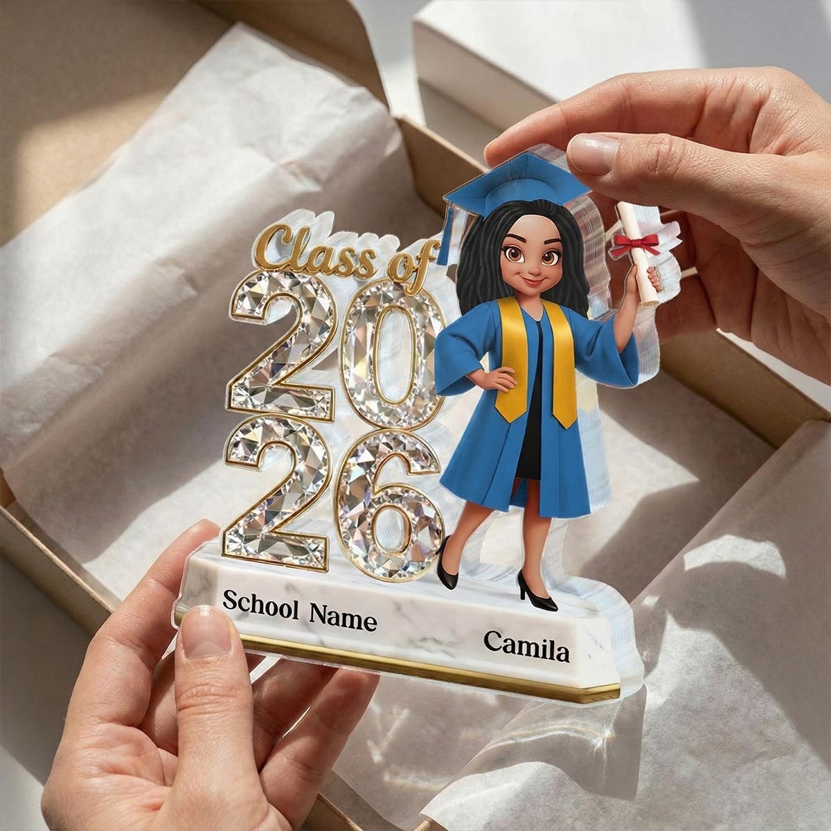 Senior Class Of 2026 2027 Keepsake 2D Flat - Personalized Acrylic Block Plaque - Graduation Gift For Graduates, Daughter, Son