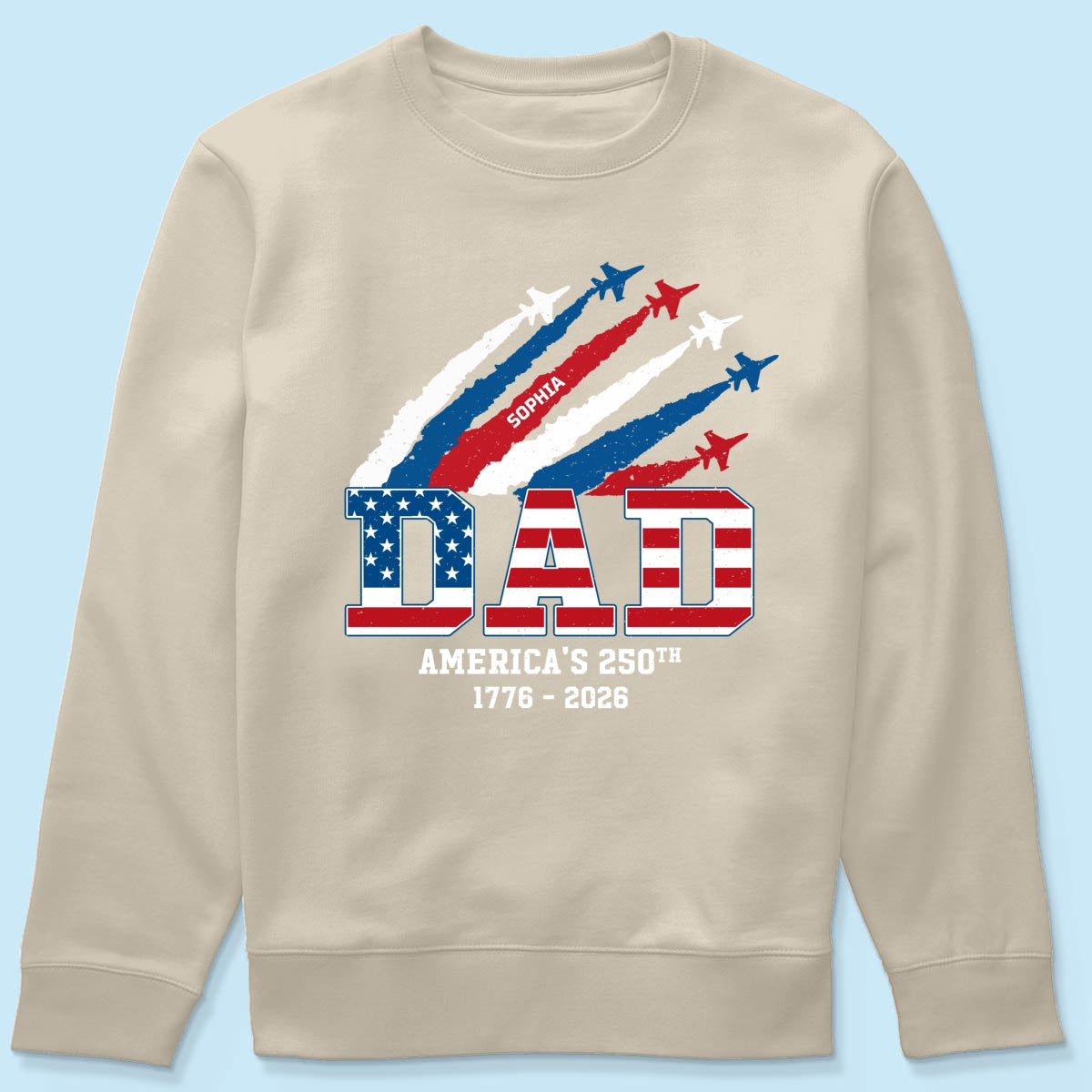 Proud Dad Nation Flag American 250th Anniversary - Personalized Shirt - Cool Father's Day Gift For Dad